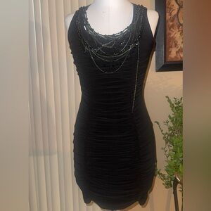 Vintage Cache Black Beaded Mini Dress 🖤